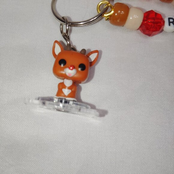Funko Pop Bitty Rudolph Handmade Beaded Keychain - Picture 2 of 3